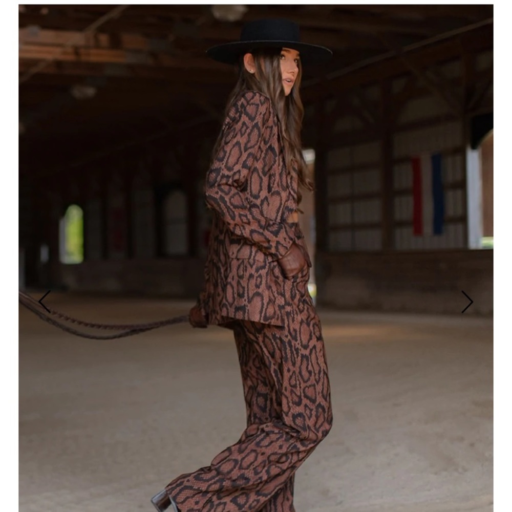 NWT WeWoreWhat Brown Cognac Snake Python Oversized Boyfriend Blazer Sz 8